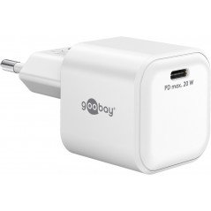 Laddare och kablar - Snabbladdande GaN strömadapter med USB-C PD 20W svart/vit