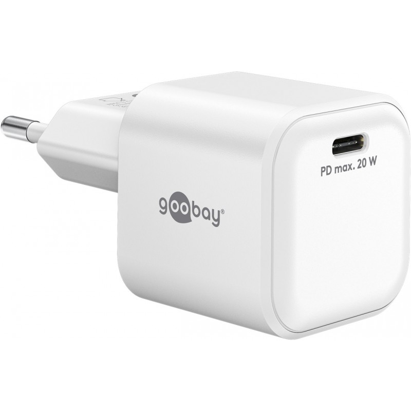 Laddare och kablar - Snabbladdande GaN strömadapter med USB-C PD 20W svart/vit