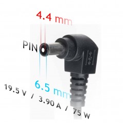 Datorladdare - Akyga AC Adapter 19,5 Volt 75 Watt med rund pin 6.5 x 4.4 mm för t.ex. Sony