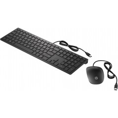 HP 400 paket med kompakt USB-tangentbord och mus