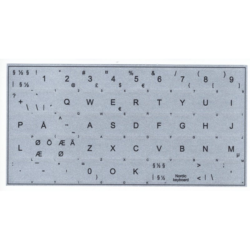 Övriga tillbehör - Klistermärken för utländska tangentbord, Nordisk (SE/DK/FI/NO) Silver