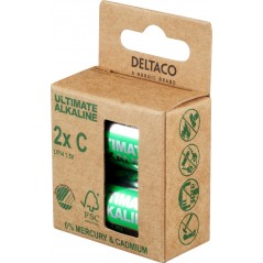 Batterier & batteritestare - Deltaco Ultimate Alkaline C-batterier LR14 2-pack