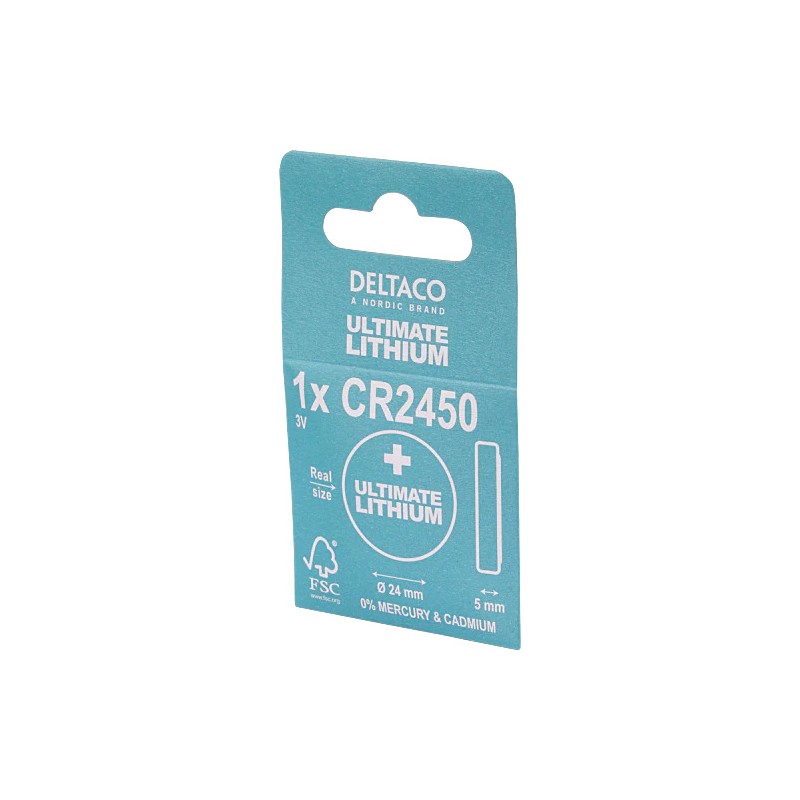 Batterier & batteritestare - Deltaco Ultimate Lithium CR2450 3V knappcellsbatteri 1-pack