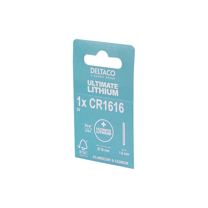 Batterier & batteritestare - Deltaco Ultimate Lithium CR1616 3V knappcellsbatteri 1-pack