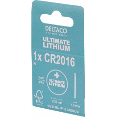 Deltaco Ultimate Lithium CR2016 3V knappcellsbatteri 1-pack