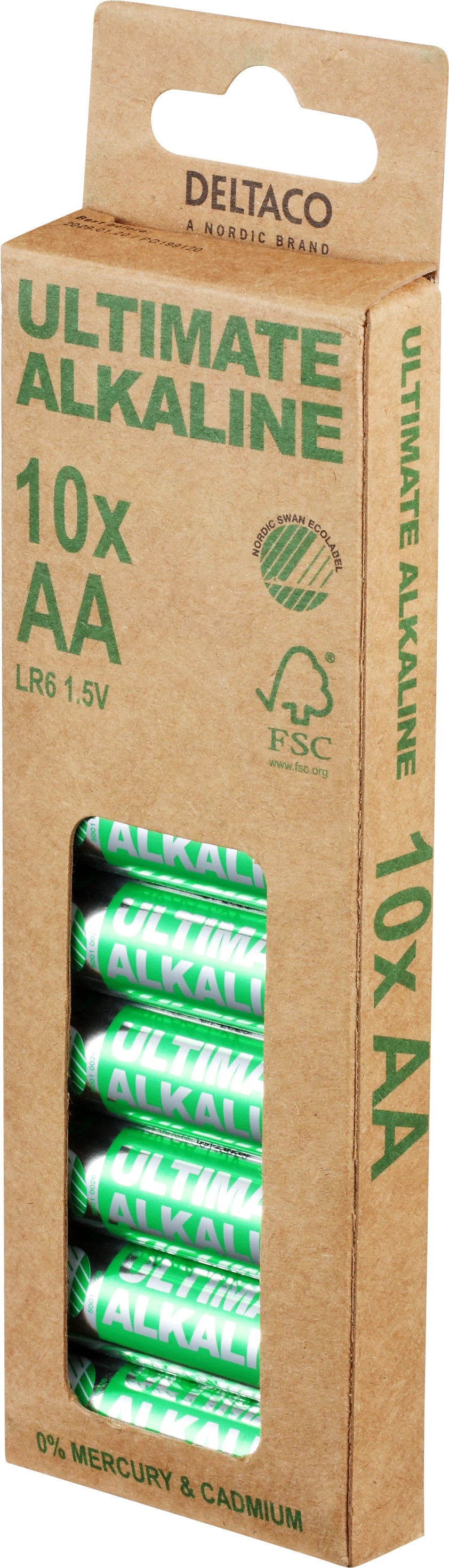 Deltaco Ultimate alkaliska AA-batterier LR6 1.5V i 10-pack
