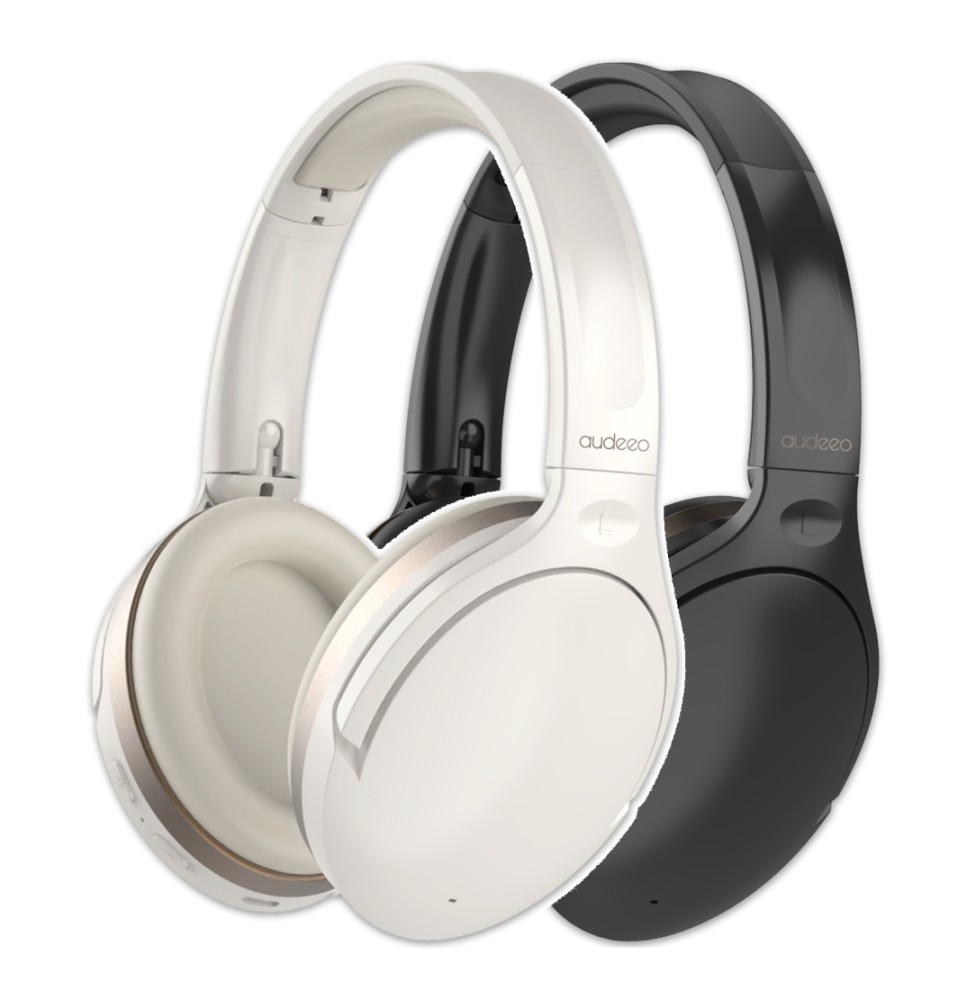 Audeeo bluetooth-hörlurar med aktiv brusreducering ANC vit/svart (Svart)