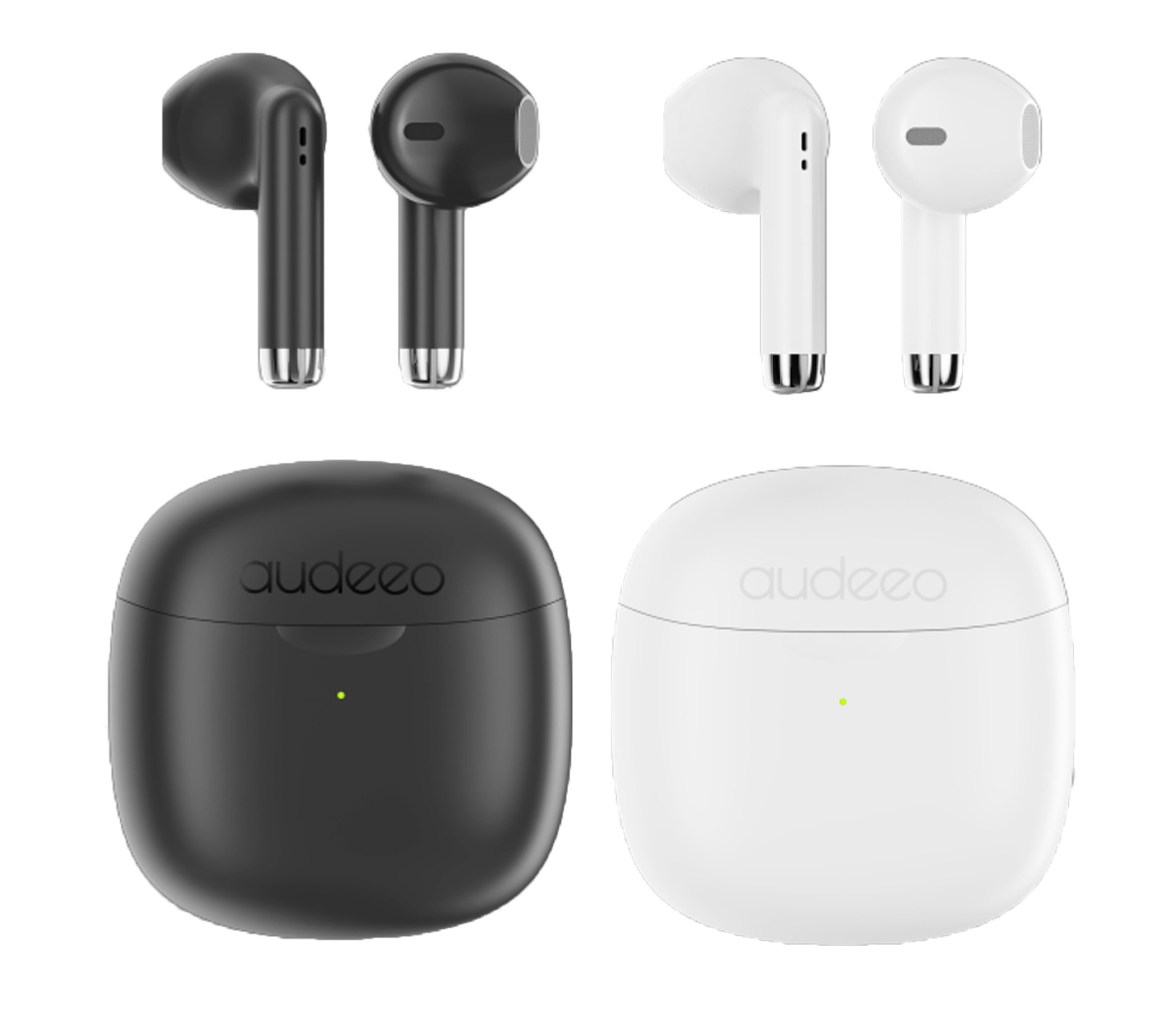 Audeeo True Wireless headset och hörlurar earbuds svart/vit (Vit)