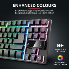 Bakgrundsbelyst tangentbord gaming - Trust GXT 833 Thado TKL kompakt gamingtangentbord med belysning (svart)