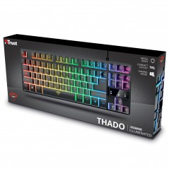 Bakgrundsbelyst tangentbord gaming - Trust GXT 833 Thado TKL kompakt gamingtangentbord med belysning (svart)