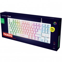 Bakgrundsbelyst tangentbord gaming - Trust GXT 833W Thado TKL kompakt gamingtangentbord med belysning (vit)