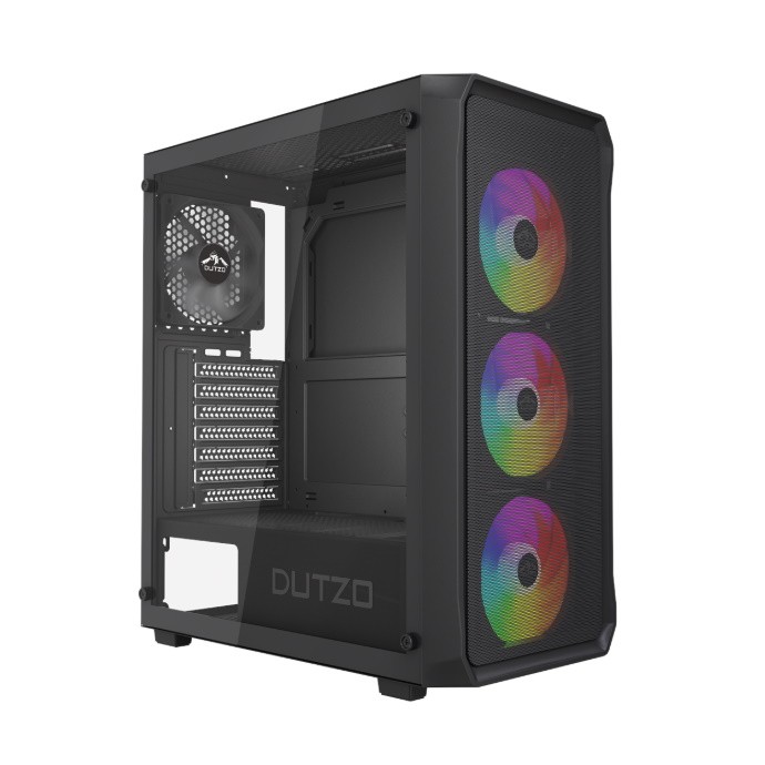 Dutzo C321 Midi Tower-chassi med sida i härdat glas och ARGB