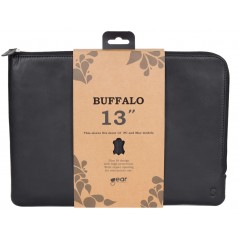 Sleeve - Buffalo handgjort laptopfodral i äkta läder upp till 13" Svart, Brun