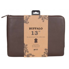 Sleeve - Buffalo handgjort laptopfodral i äkta läder upp till 13" Svart, Brun
