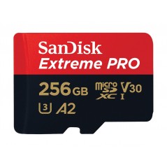 SanDisk Extreme Pro microSDXC 256GB 200MB/s (A2, V30, UHS-I U3, Class10) inkl. SDHC-adapter