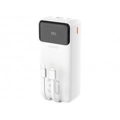 Dudao powerbank 30 000 mAh 22.5W med inbyggd Lightning- och USB-C-kabel
