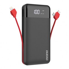 Dudao powerbank 20 000 mAh med inbyggd Lightning-, USB-C- och microUSB-kabel 15W Portabla batterier - Dudao powerbank 20 000 mAh med inbyggd Lightning-, USB-C- och microUSB-kabel 15W