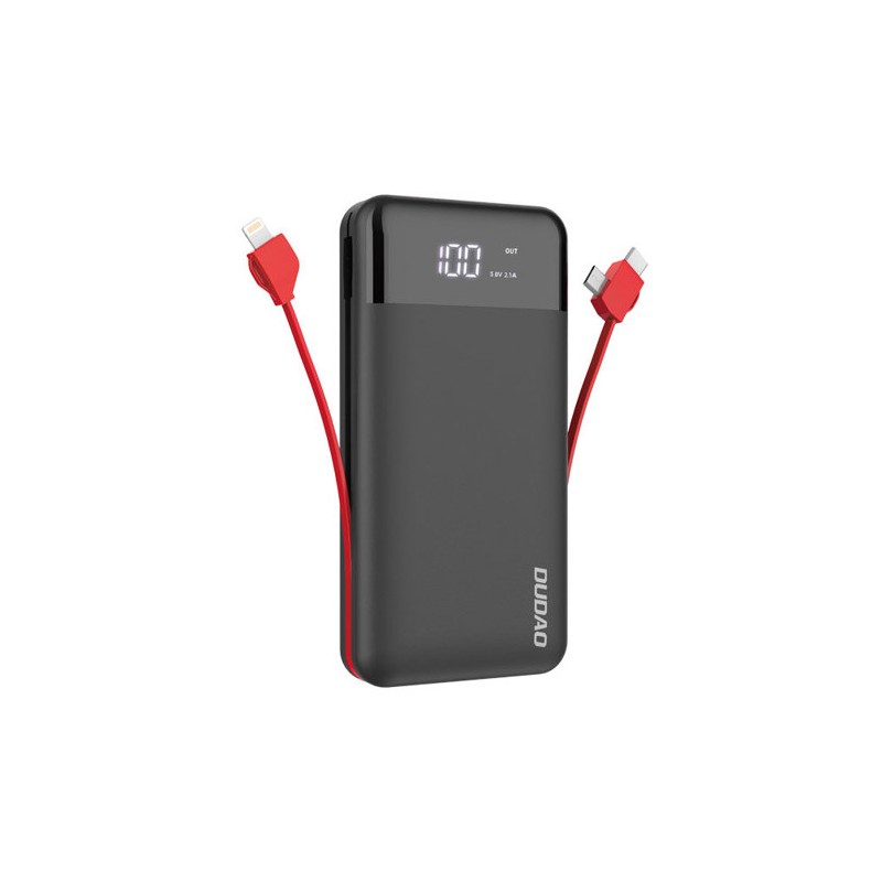 Portabla batterier - Dudao powerbank 20 000 mAh med inbyggd Lightning-, USB-C- och microUSB-kabel