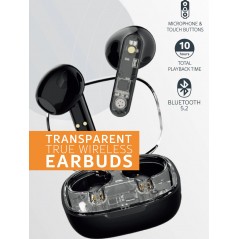 Bluetooth hörlurar - Streetz T150 True Wireless in-ear headset svart/transparent