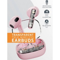 Bluetooth hörlurar - Streetz T150 True Wireless in-ear headset rosa/transparent