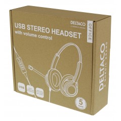 Chatheadset - Deltaco USB-headset med brusreducerande mikrofon