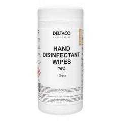 Deltaco handdesinfektionsservetter med 70% alkohol 100-pack
