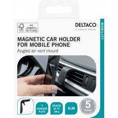 Deltaco magnetisk mobilhållare för bilens ventilationsgaller inkl metallplatta Mobilhållare - Deltaco magnetisk mobilhållare för bilens ventilationsgaller inkl metallplatta