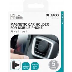 Deltaco magnetisk mobilhållare för bilens ventilationsgaller inkl metallplatta Mobilhållare - Deltaco magnetisk mobilhållare för bilens ventilationsgaller inkl metallplatta