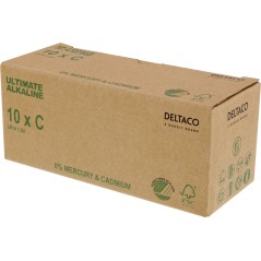 Batterier & batteritestare - Deltaco Ultimate Alkaline C-batterier LR14 10-pack