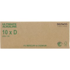 Batterier & batteritestare - Deltaco Ultimate Alkaline D-batterier LR20 10-pack