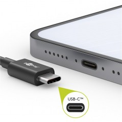 Väggladdare mobiltelefon - Universal 15W USB-C väggladdare med 1.5m kabel, svart