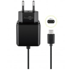 Universal 15W USB-C väggladdare med 1.5m kabel, svart