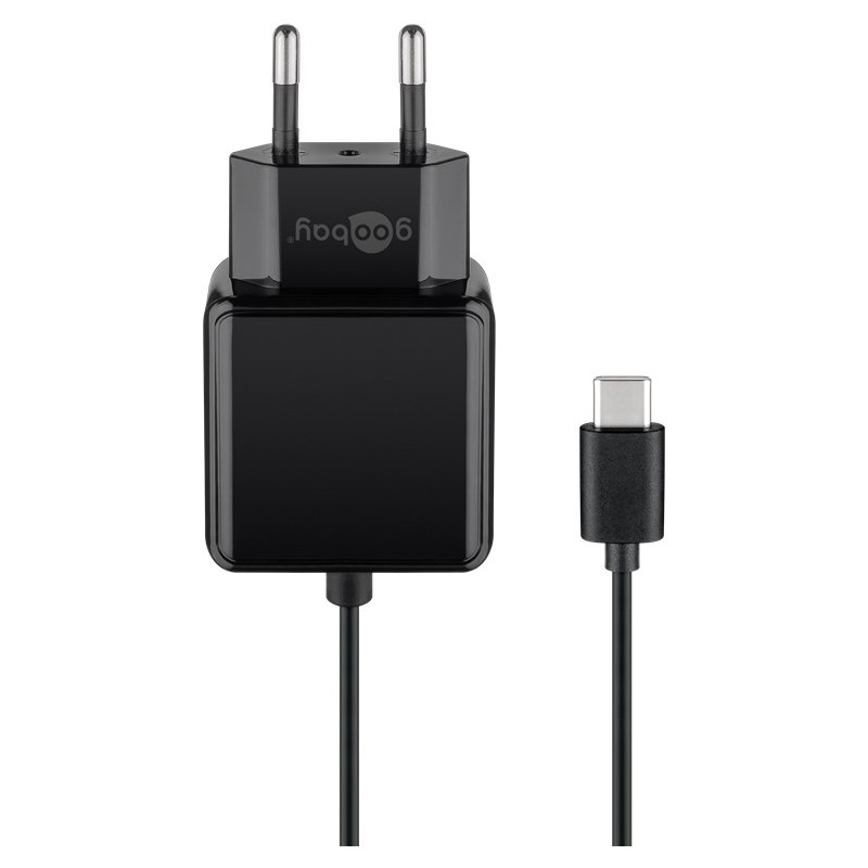 Väggladdare mobiltelefon - Universal 15W USB-C väggladdare med 1.5m kabel, svart