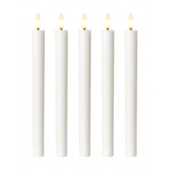 Set med 5st dimbara vita LED-ljus med äkta vax samt fjärrkontroll