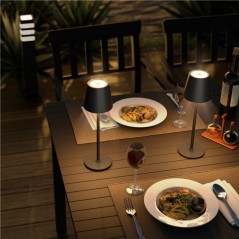 Utomhusbelysning - Laddningsbar varmvit bordslampa för inom- och utomhusbruk, dimbar (svart/vit)