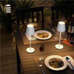 Utomhusbelysning - Laddningsbar varmvit bordslampa för inom- och utomhusbruk, dimbar (svart/vit)