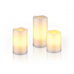 LED-ljus - Set med 3 LED-ljus med äkta vax och realistisk låga