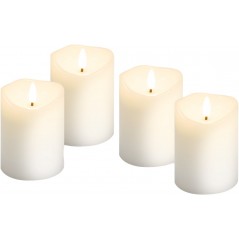 Set med 4 LED-ljus med äkta vax, timer och realistisk 3D låga H x Ø: 10 x 7.5 cm