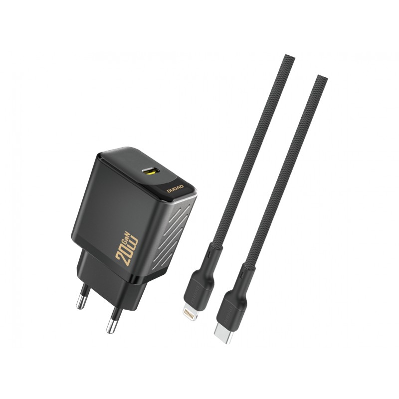 Väggladdare mobiltelefon - Dudao 20 Watt AC-adapter väggladdare med USB-C samt 1 meters Lightning-kabel (svart)