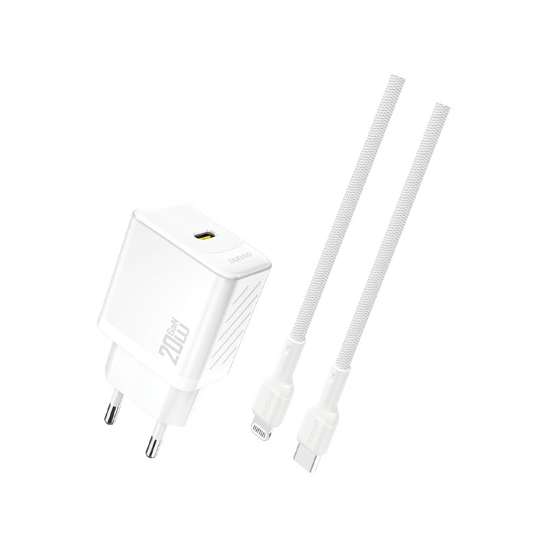 Väggladdare mobiltelefon - Dudao 20 Watt AC-adapter väggladdare med USB-C samt 1 meters Lightning-kabel (vit)