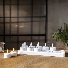 LED-ljus - 12-pack med laddningsbara LED-värmeljus inklusive batteriladdare