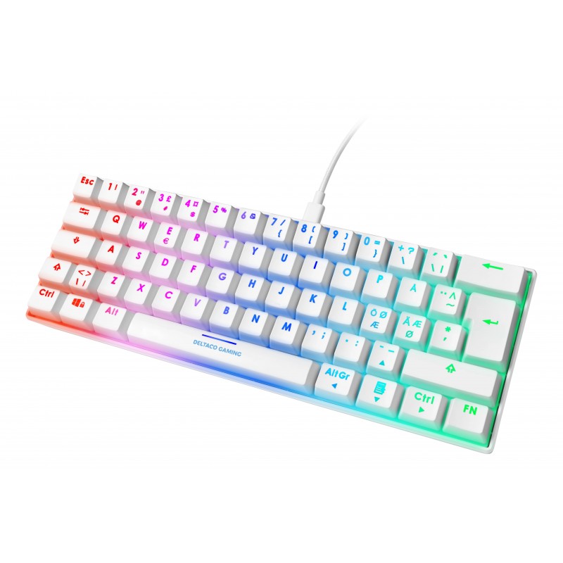 Bakgrundsbelyst tangentbord gaming - Deltaco GAM-075-W superkompakt 60% gamingtangentbord med RGB-belysning (fyndvara)