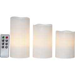 3-pack LED-ljus 10-15 cm med äkta vax och realistisk låga