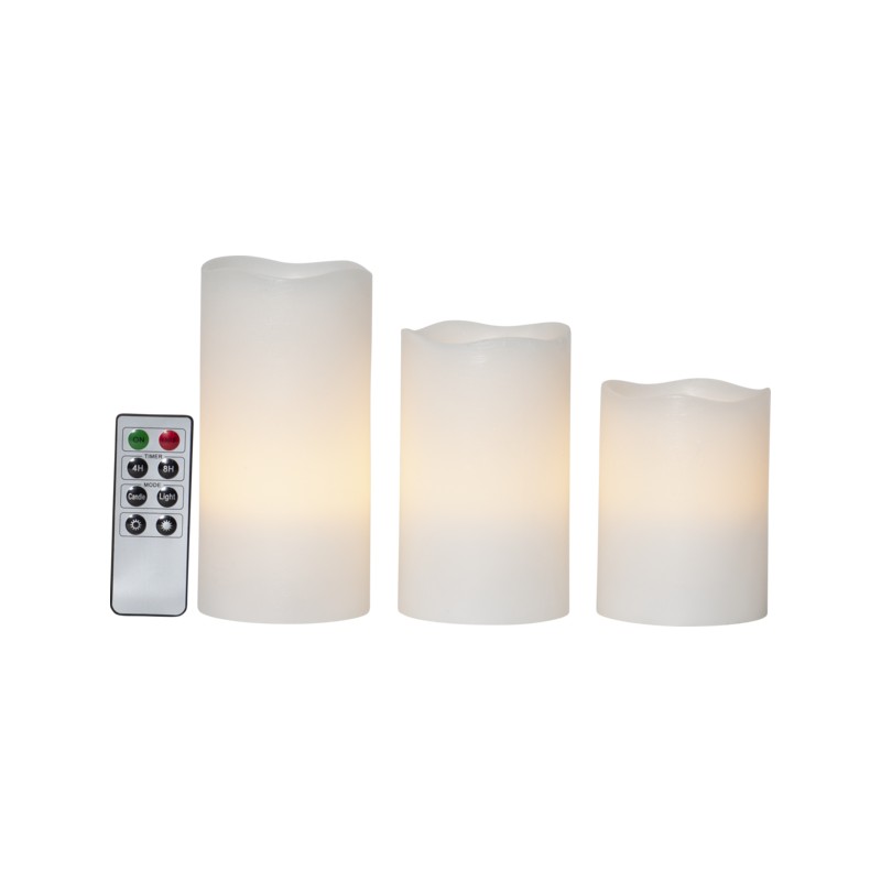 LED-ljus - 3-pack LED-ljus 10-15 cm med äkta vax och realistisk låga
