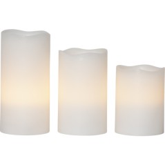 3-pack LED-ljus 10-15 cm med äkta vax och realistisk låga