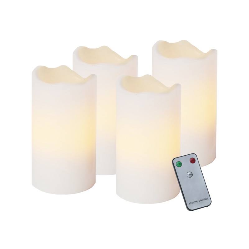 LED-ljus - 4-pack LED-ljus 10 cm med äkta vax och realistisk låga