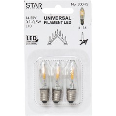 LED-lampa - 3-pack LED-lampa sockel E10 för adventsljusstakar, julgransbelysning etc