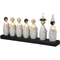 Adventsljusstake med Luciatåg i trä