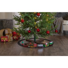 Leksakståg med tomte för julgranen