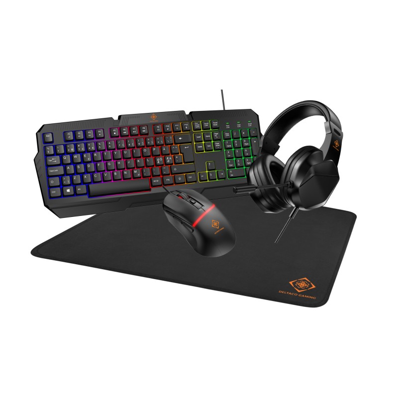 Paket tangentbord & mus gaming - Deltaco 4-i-1 gamingset med tangentbord, headset, mus & musmatta